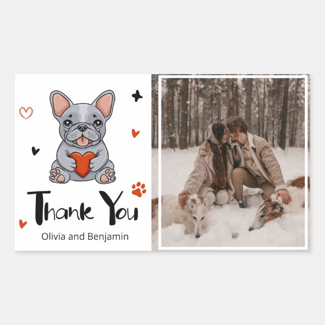 Pegatina Rectangular Un capricho Bulldog francés (Anverso)