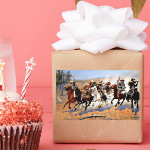 Pegatina Rectangular Un Dash para la Madera, Frederick Remington,