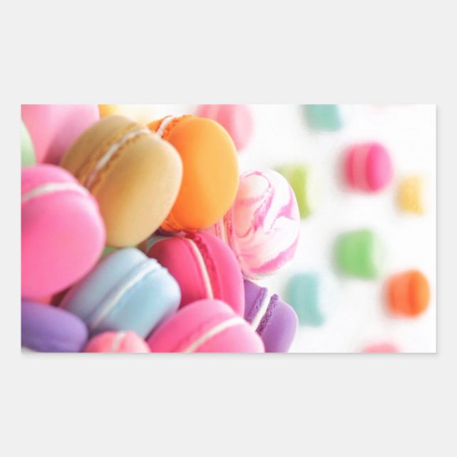 Pegatina Rectangular Un delicioso postre colorido francés Macaron (Anverso)