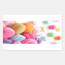 Pegatina Rectangular Un delicioso postre colorido francés Macaron