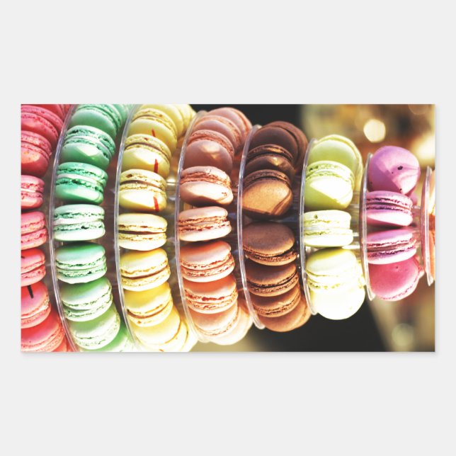 Pegatina Rectangular Un delicioso postre colorido francés Macaron (Anverso)