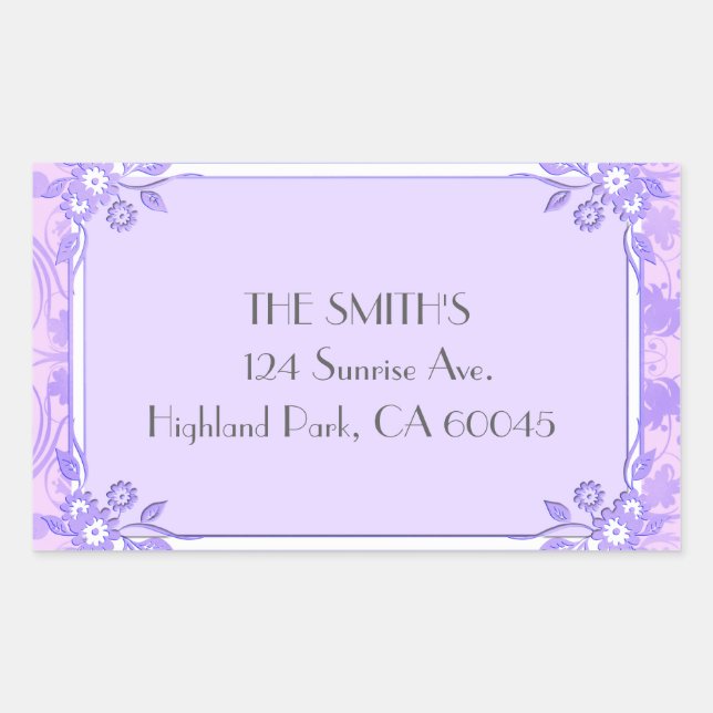Pegatina Rectangular Un morado claro y florido (Anverso)