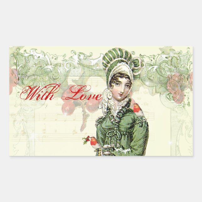 Pegatina Rectangular Un Noel Joyous con Amor (Anverso)