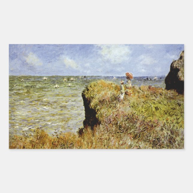 Pegatina Rectangular Un paseo por los acantilados de Pourville (Anverso)