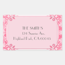 Pegatina Rectangular Un rosa claro y florido
