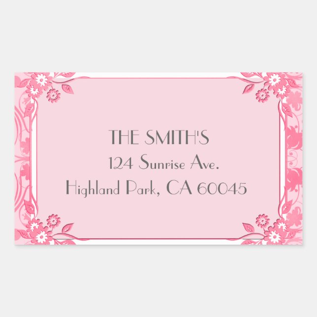 Pegatina Rectangular Un rosa claro y florido (Anverso)