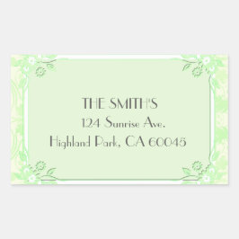 Pegatina Rectangular Un verde claro florido