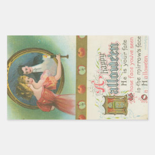 Pegatina Rectangular Una feliz cosecha de espejos de Halloween