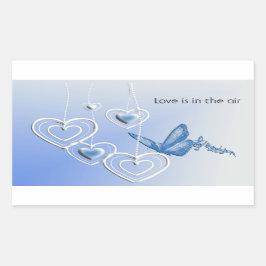 Pegatina Rectangular Una mariposa y corazones