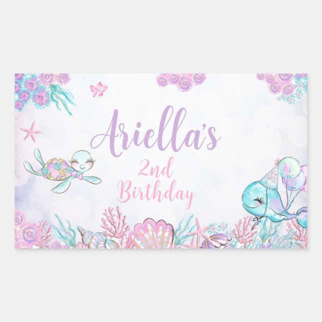 Pegatina Rectangular Under the Sea Animals Rectangular Label (Anverso)