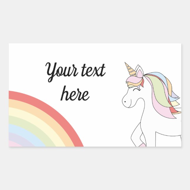 Pegatina Rectangular Unicorn rainbow (Anverso)