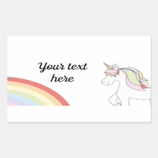 Pegatina Rectangular Unicorn rainbow