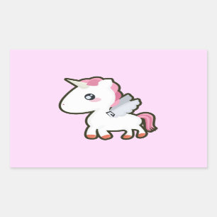 Pegatina Rectangular Unicornio de Kawaii