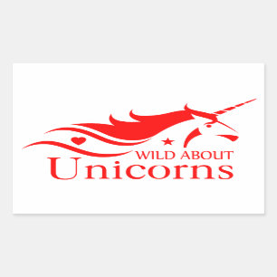 Pegatina Rectangular Unicornios, salvajes sobre Unicornios, Unicornio