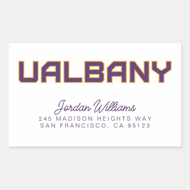 Pegatina Rectangular Universidad de Albany Wordmark (Anverso)