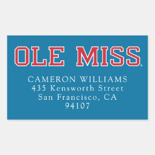 Pegatina Rectangular Universidad de Misisipi   Ole Miss Wordmark