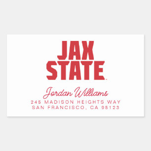 Pegatina Rectangular Universidad Estatal de Jacksonville JAX STATE Rojo