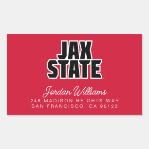 Pegatina Rectangular Universidad Estatal de Jacksonville JAX STATE Text