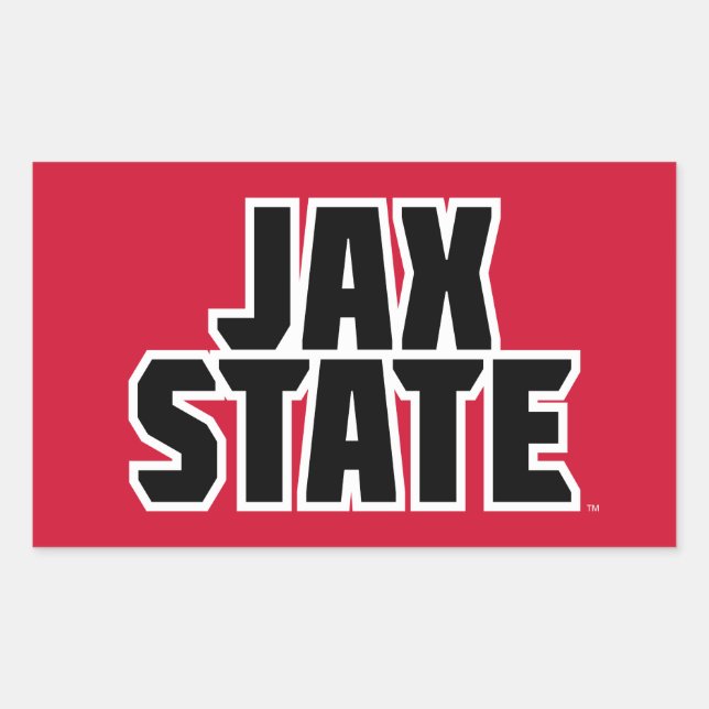 Pegatina Rectangular Universidad Estatal de Jacksonville JAX STATE Text (Anverso)