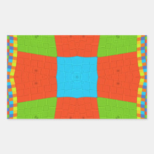 Pegatina Rectangular "Urban Quilt" Arte de Patrón Geométrico Europeo