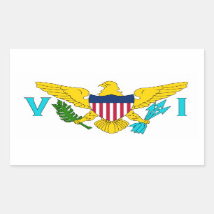 Pegatina Rectangular US/U.S. Islas Vírgenes Estados Unidos, Estados Uni