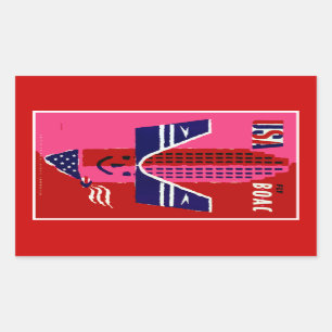 Pegatina Rectangular USA ~ Fly BOAC