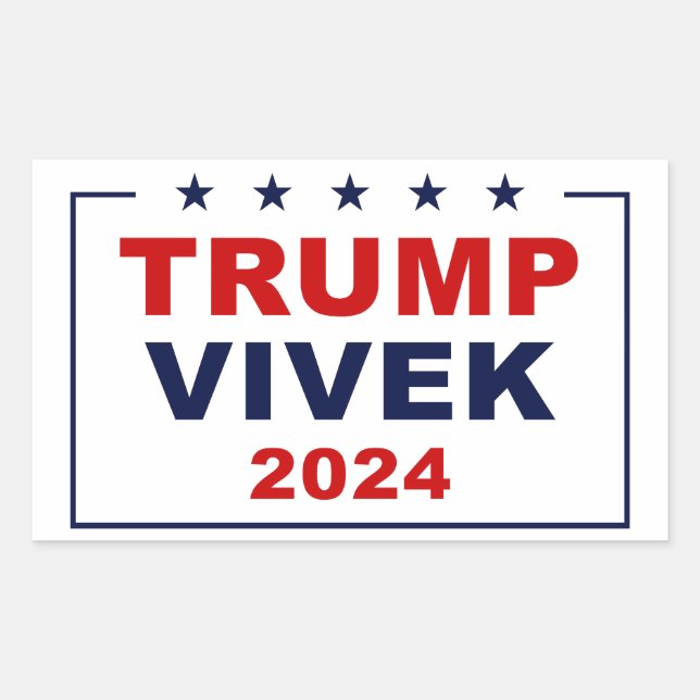 Pegatina Rectangular USA Trump Vivek 2024 (Anverso)