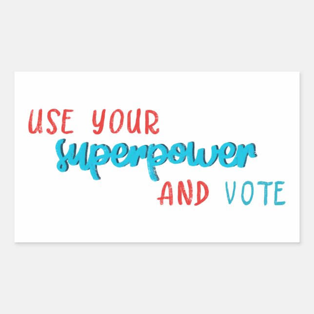 Pegatina Rectangular Usar su superpoder y votar (Anverso)