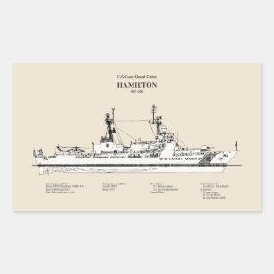 Pegatina Rectangular USCG Cutter Hamilton whec-715 - SBD