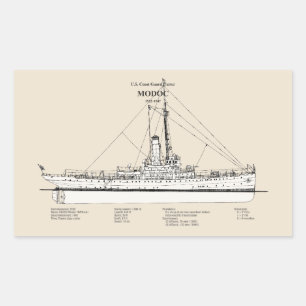 Pegatina Rectangular USCG Cutter Modoc wpg-46 - SBD
