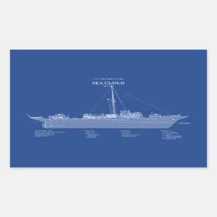 Pegatina Rectangular USCG Cutter Sea Cloud wpg-284 - ABD