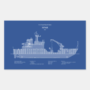 Pegatina Rectangular USCG Cutter Spar wlb-206 - ABD