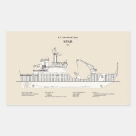Pegatina Rectangular USCG Cutter Spar wlb-206 - SBD
