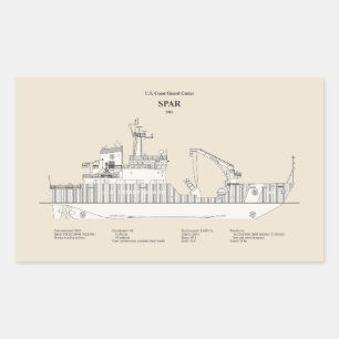 Pegatina Rectangular USCG Cutter Spar wlb-206 - SBD