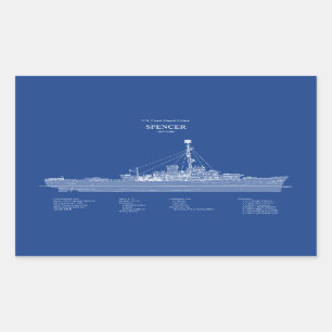 Pegatina Rectangular USCG Cutter Spencer wpg-36 - ABD