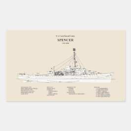 Pegatina Rectangular USCG Cutter Spencer wpg-36 - SBD
