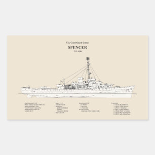 Pegatina Rectangular USCG Cutter Spencer wpg-36 - SBD