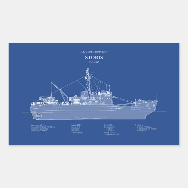 Pegatina Rectangular USCG Cutter Storis wmec-38 - ABD (Anverso)