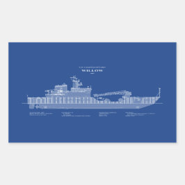 Pegatina Rectangular USCG Cutter Willow wlb-202 - ABD