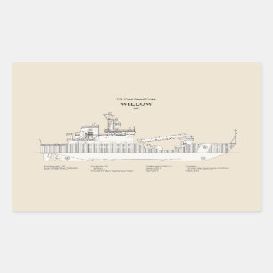 Pegatina Rectangular USCG Cutter Willow wlb-202 - SBD