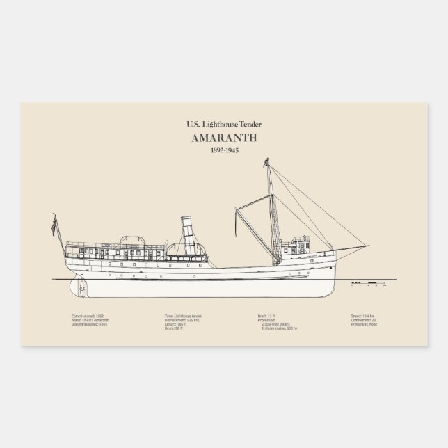 Pegatina Rectangular USCG Lighthouse Tender Amaranth - SBD (Anverso)