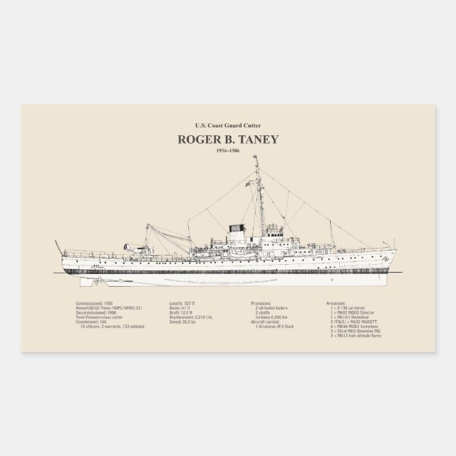 Pegatina Rectangular USCG Roger B. Taney whec-37 - SBD (Anverso)