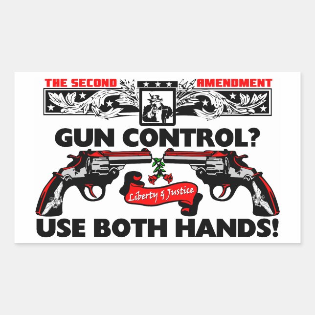 Pegatina Rectangular ¡Usen Ambas Manos! (Anverso)