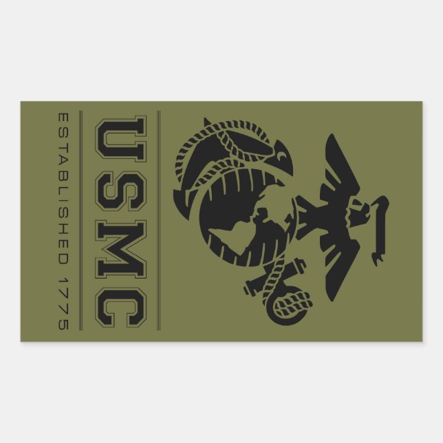 Pegatina Rectangular USMC Establecido en 1775 (Anverso)