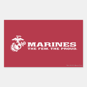 Pegatina Rectangular USMC Los Pocos Logo Del Orgullo - Blanco