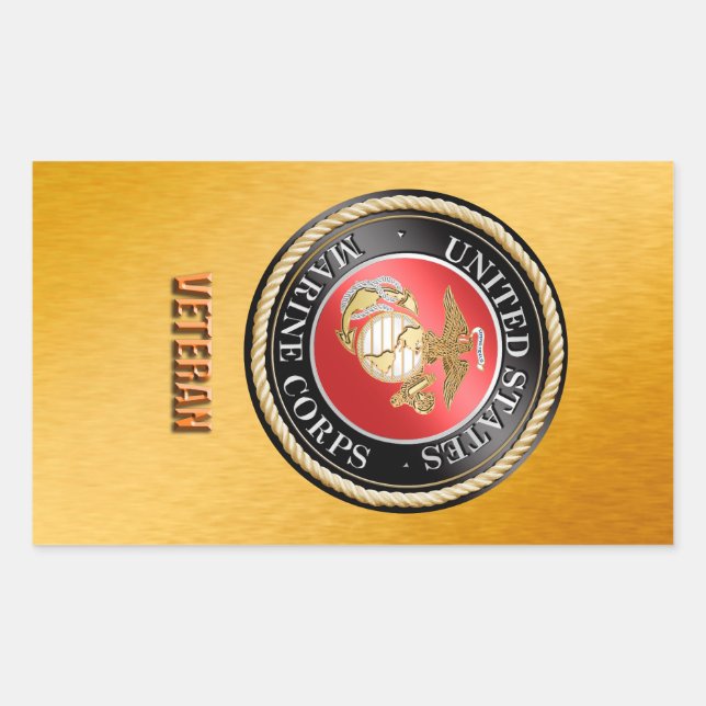 Pegatina Rectangular USMC Veteran StickerUSMC, Cuerpo de Marines de Est (Anverso)