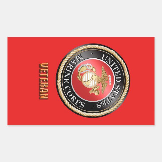 Pegatina Rectangular USMC Veteran StickerUSMC, Cuerpo de Marines de Est (Anverso)