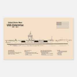 Pegatina Rectangular USS Enterprise - Planes de Blueprint para buques S