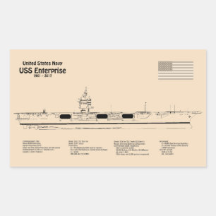 Pegatina Rectangular USS Enterprise - Planes de Blueprint para buques S