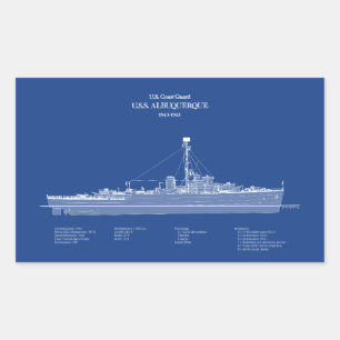 Pegatina Rectangular USS USS Albuquerque PF-7 - ABD